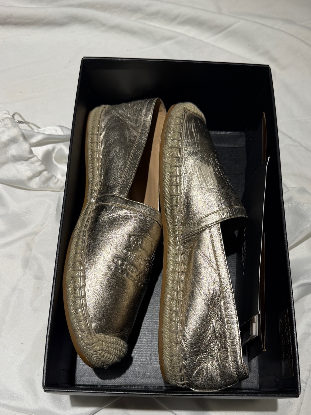 Metallic Leather Espadrille Loafers -Women